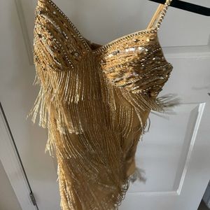 Fringe Gold dress - HAND MADE
